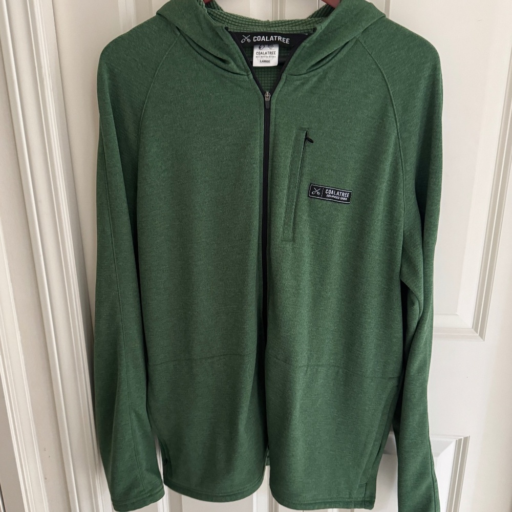Coalatree Hoodie Womens Large Green Honeycomb Fabric Full Zip Thumbholes